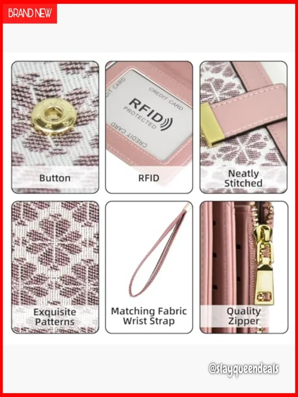 Large Capacity RFID Blocking Trifold Wallet with Wristlet and Coin Pockets